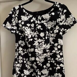 Talbots Floral Black White Short Sleeve Dress 4 Small S New NWT Cotton Blend